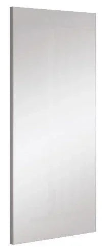 flush primed internal door panel viewed from the side, white smooth finish