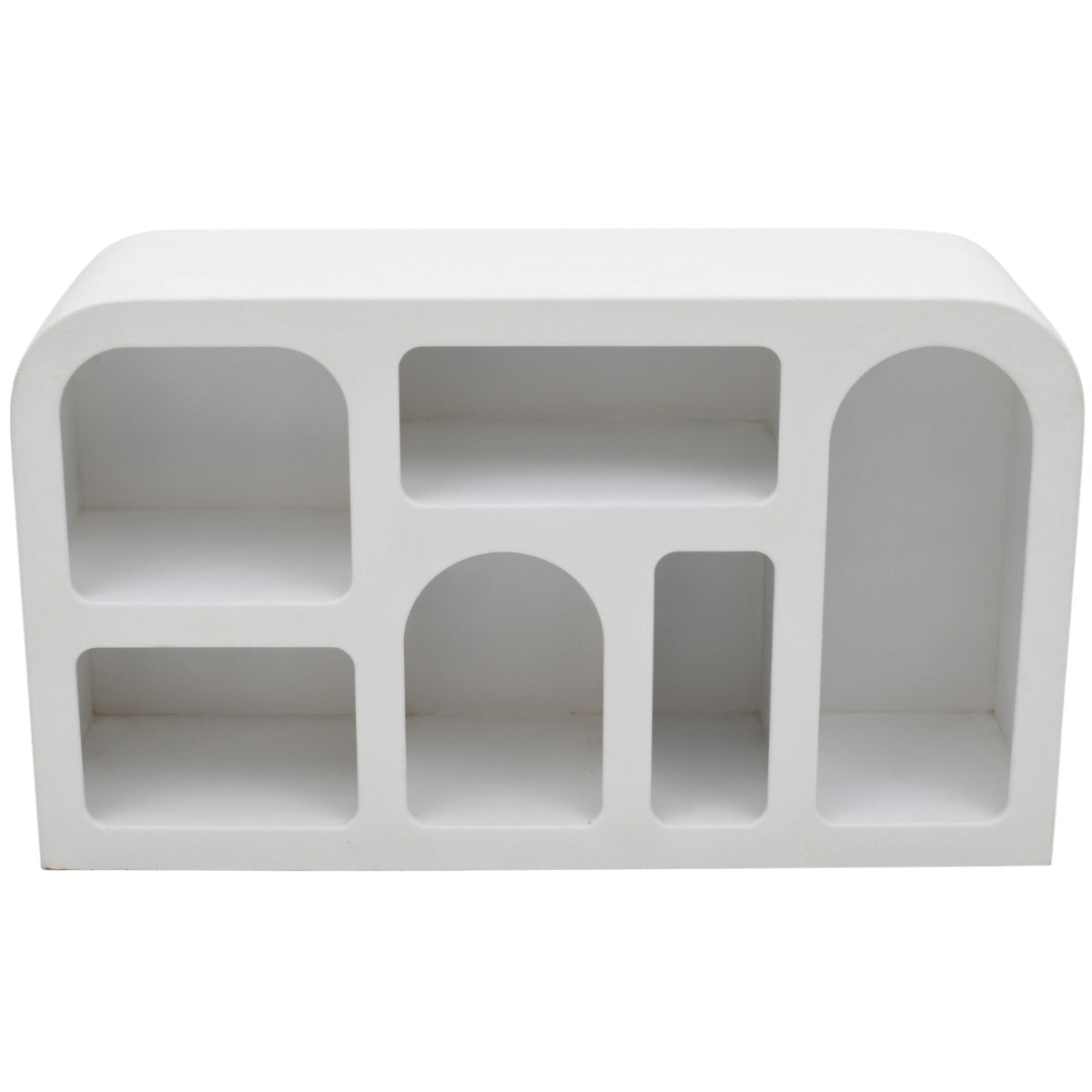 Geo Geometric Medium Sideboard in white MDF with open storage