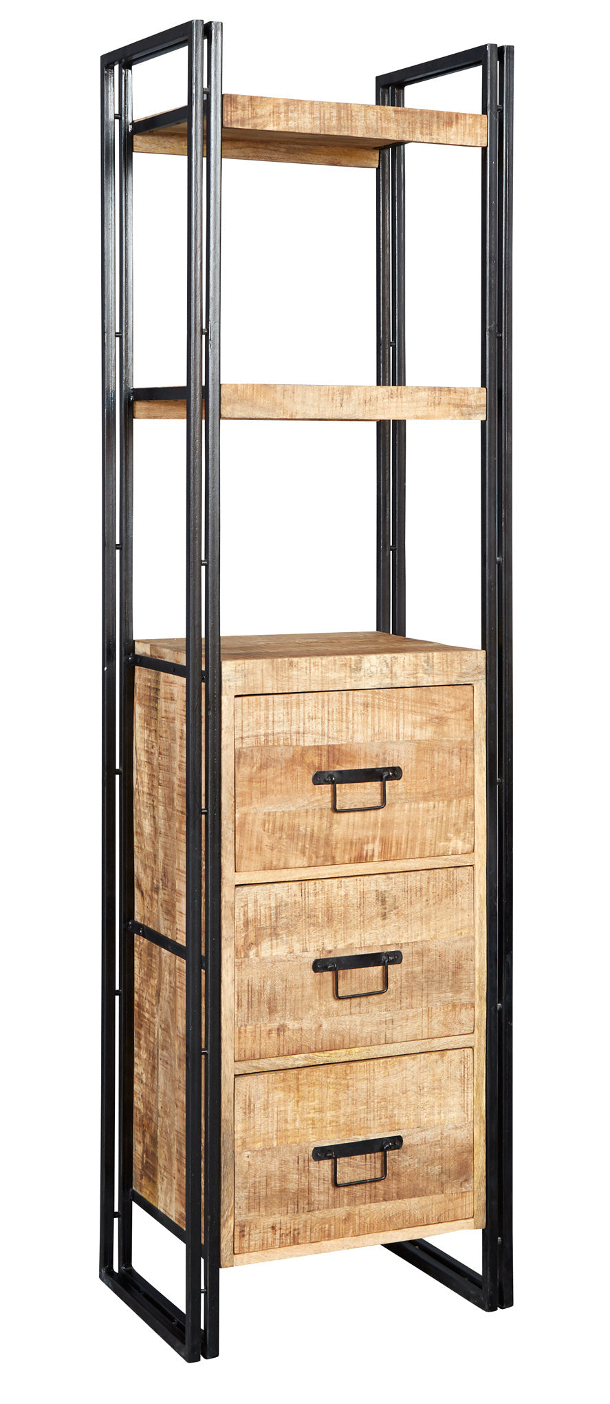 Cosmo Industrial Slim Bookcase made from reclaimed wood and metal