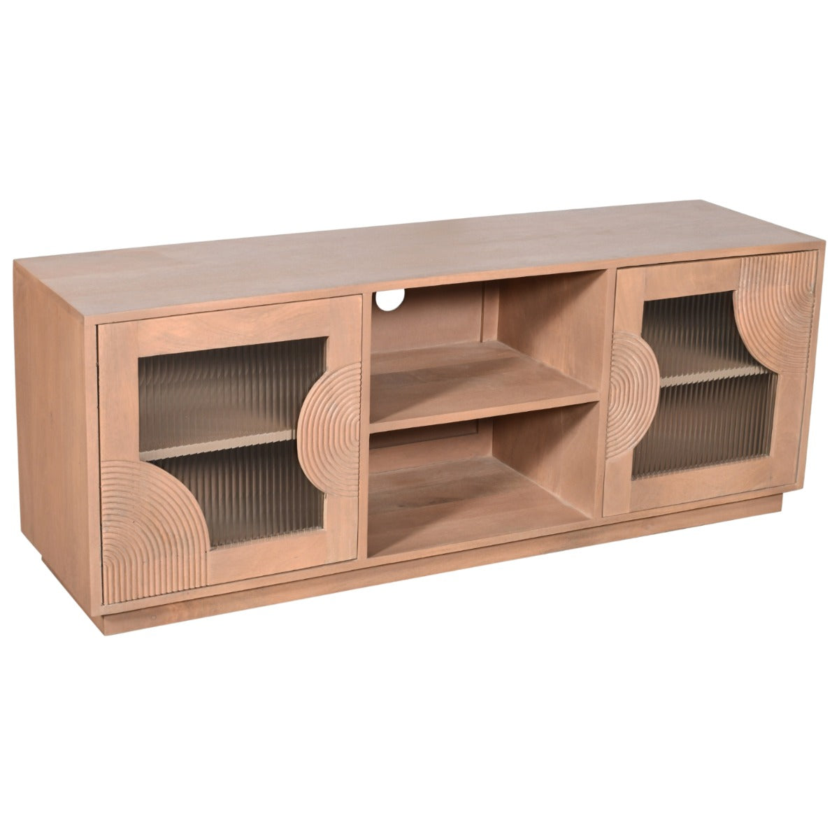 Elegant Indus Solid Wood TV Cabinet in pale taupe finish