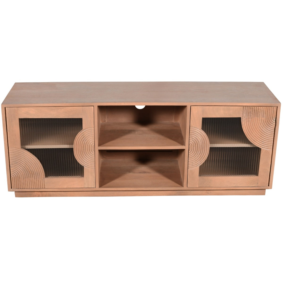 Elegant Indus Solid Wood TV Cabinet in pale taupe finish