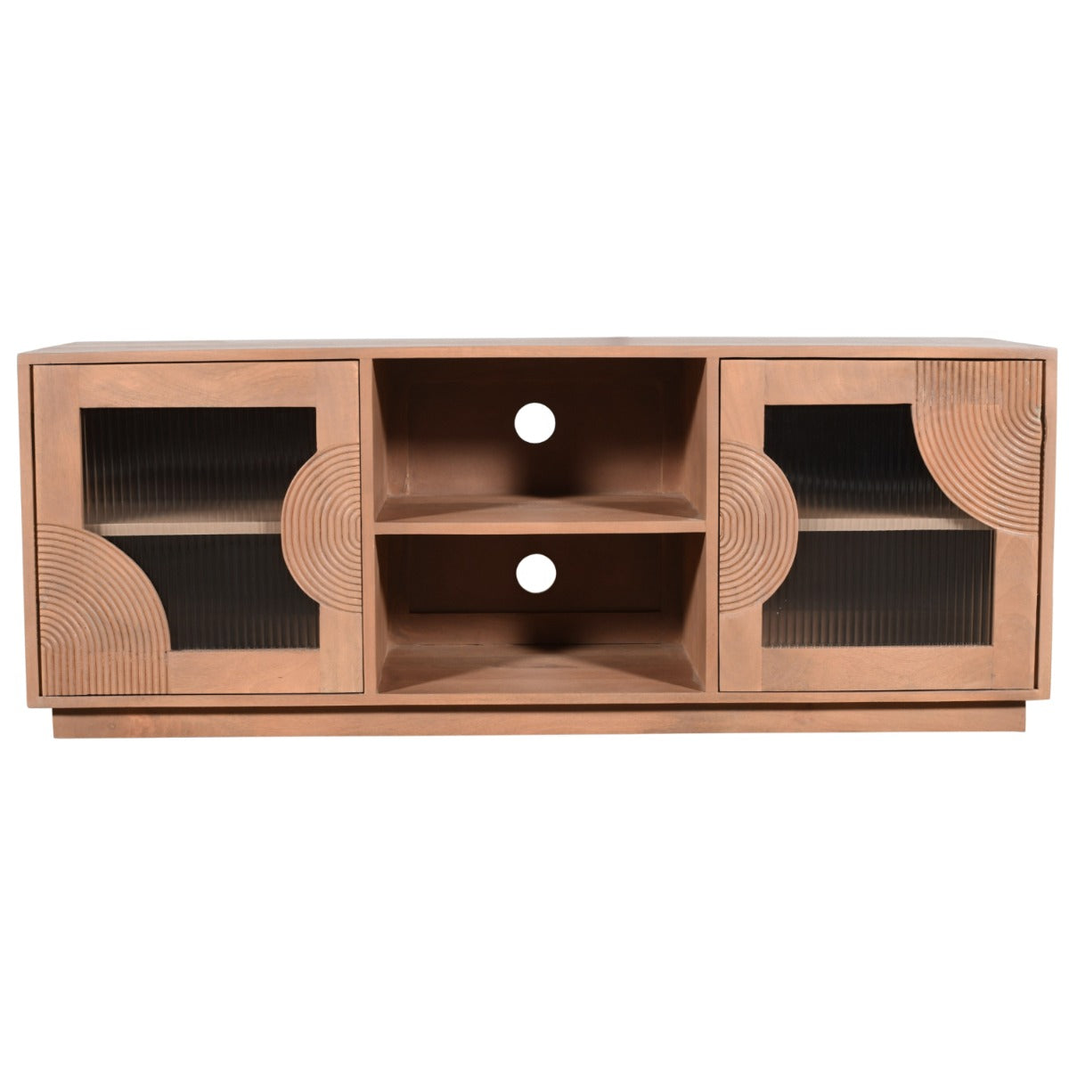 Elegant Indus Solid Wood TV Cabinet in pale taupe finish