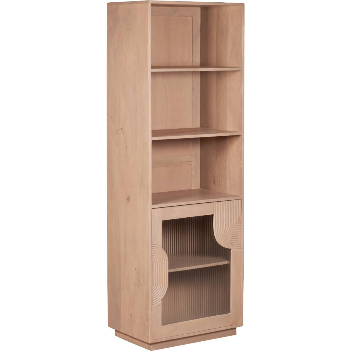 Indus Solid Wood Bookcase in natural finish showcasing rustic charm