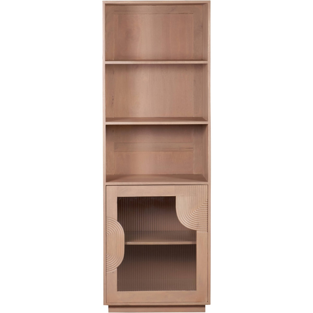 Indus Solid Wood Bookcase in natural finish showcasing rustic charm