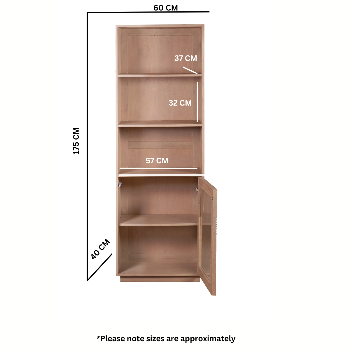 Indus Solid Wood Bookcase in natural finish showcasing rustic charm