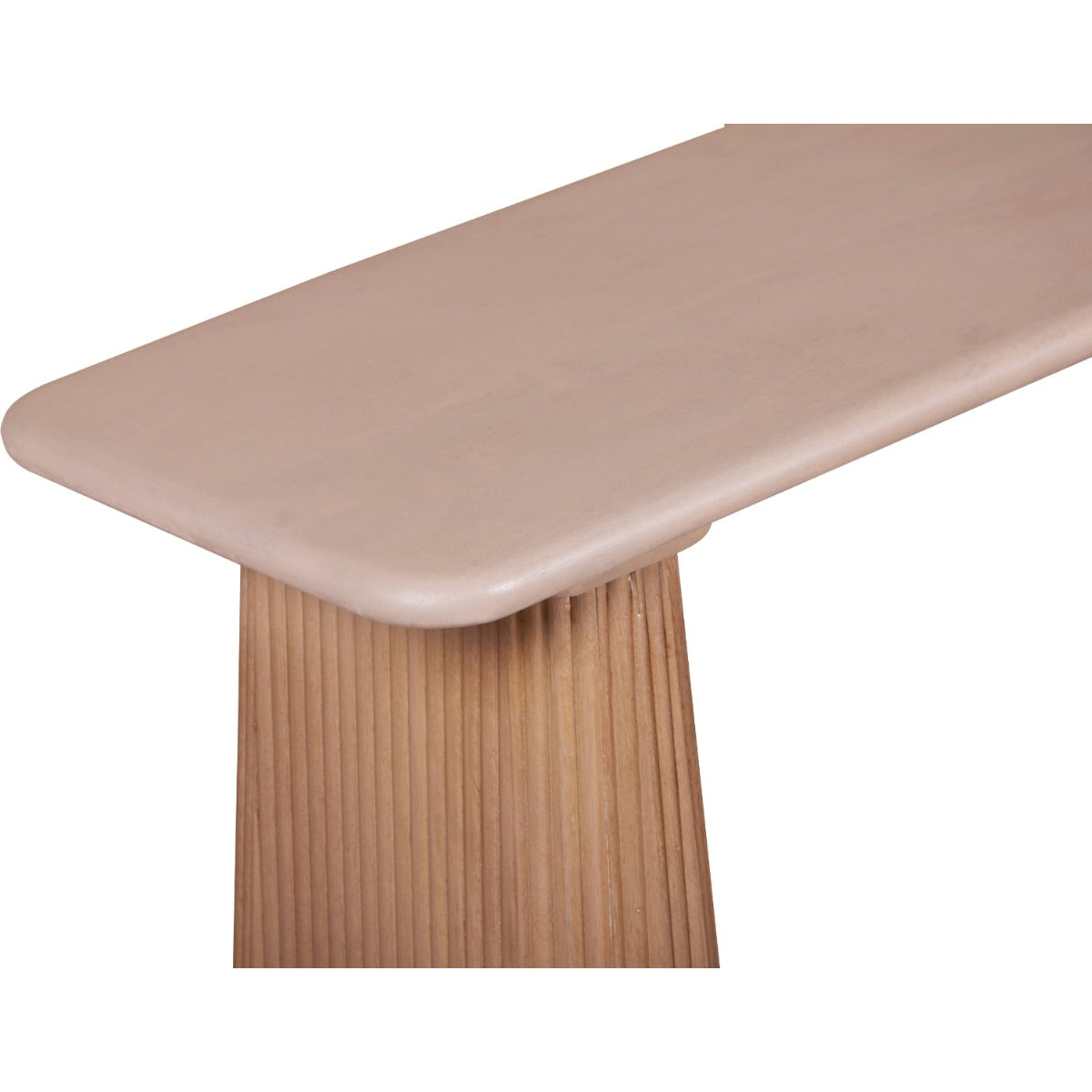 Indus Solid Wood Dining Bench made from durable mango wood, showcasing a rustic slatted design.
