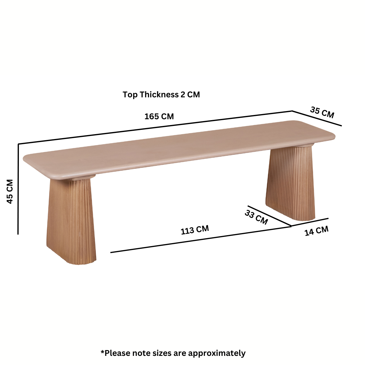 Indus Solid Wood Dining Bench made from durable mango wood, showcasing a rustic slatted design.