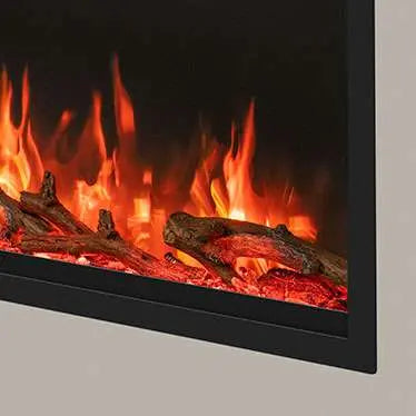 Electric fire with realistic flames and log effect.