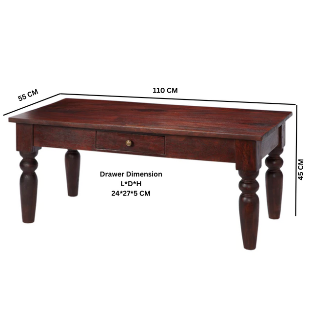 Jaipur Dark Mango Coffee Table made from solid mango wood