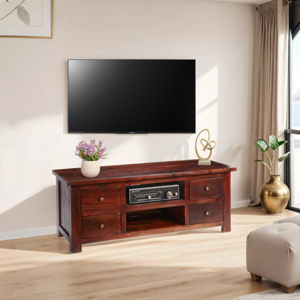 Jaipur Dark Mango TV Cabinet made from solid mango wood