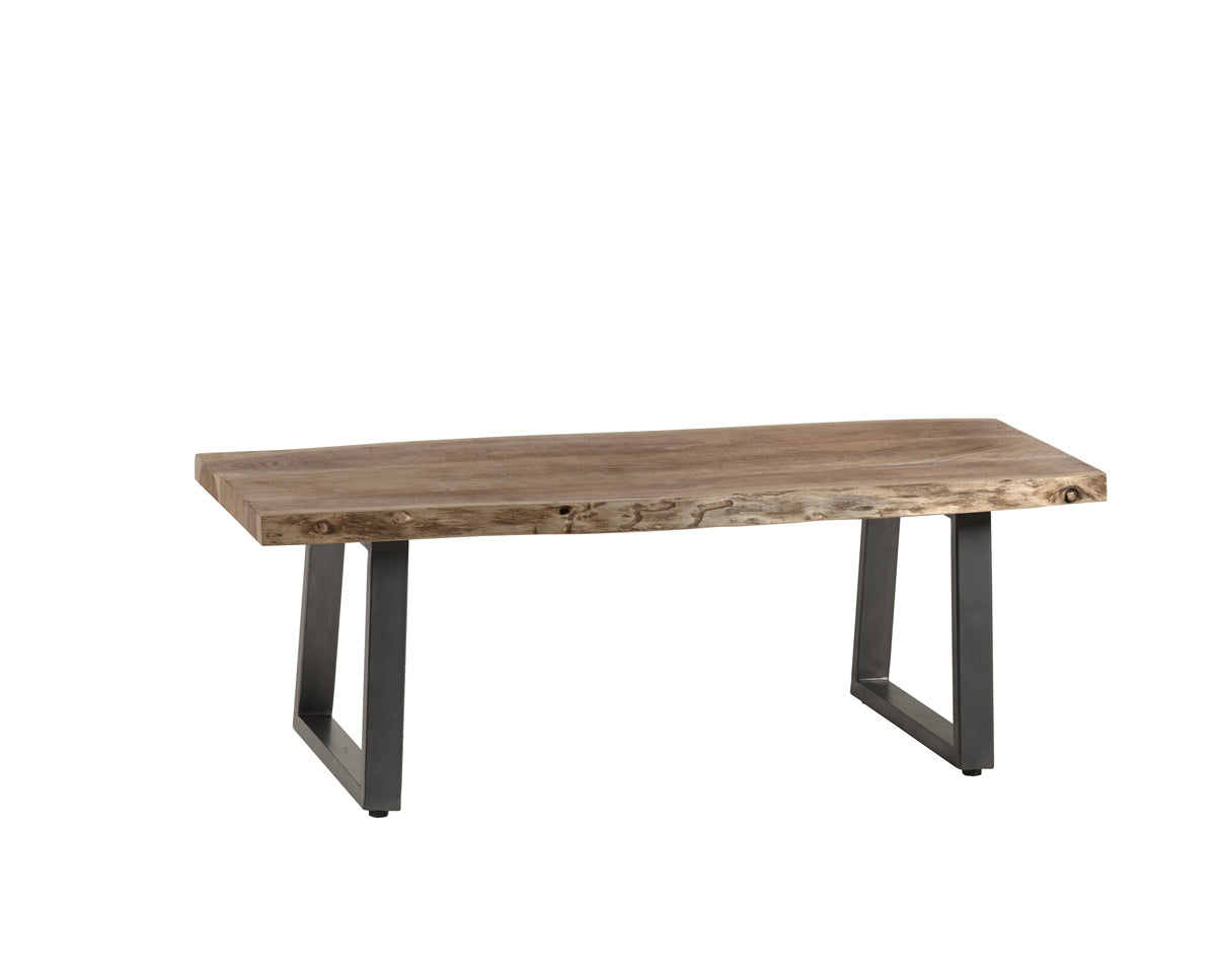 Baltic Live Edge Coffee Table made from solid acacia wood with metal sled legs