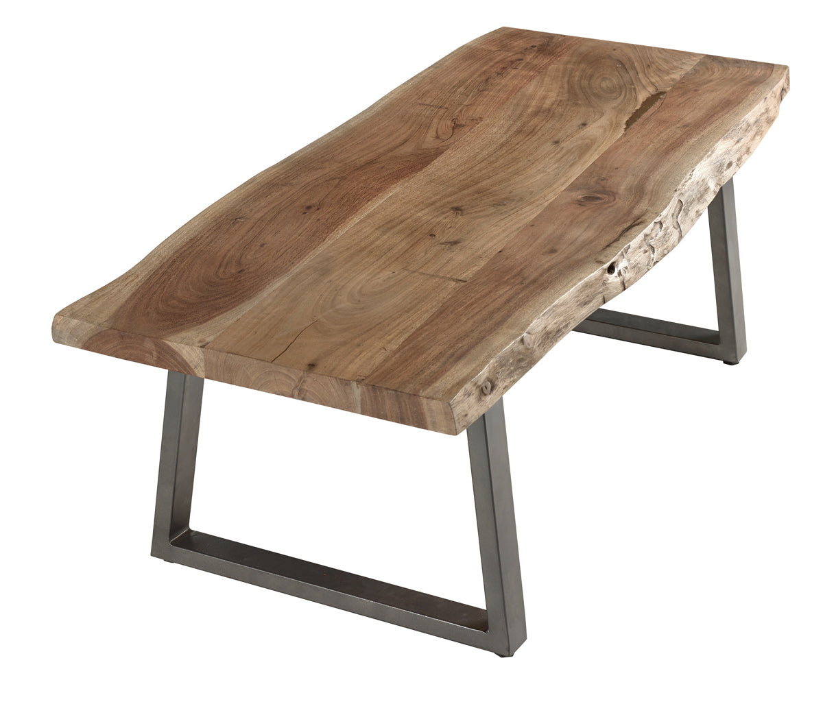 Baltic Live Edge Coffee Table made from solid acacia wood with metal sled legs