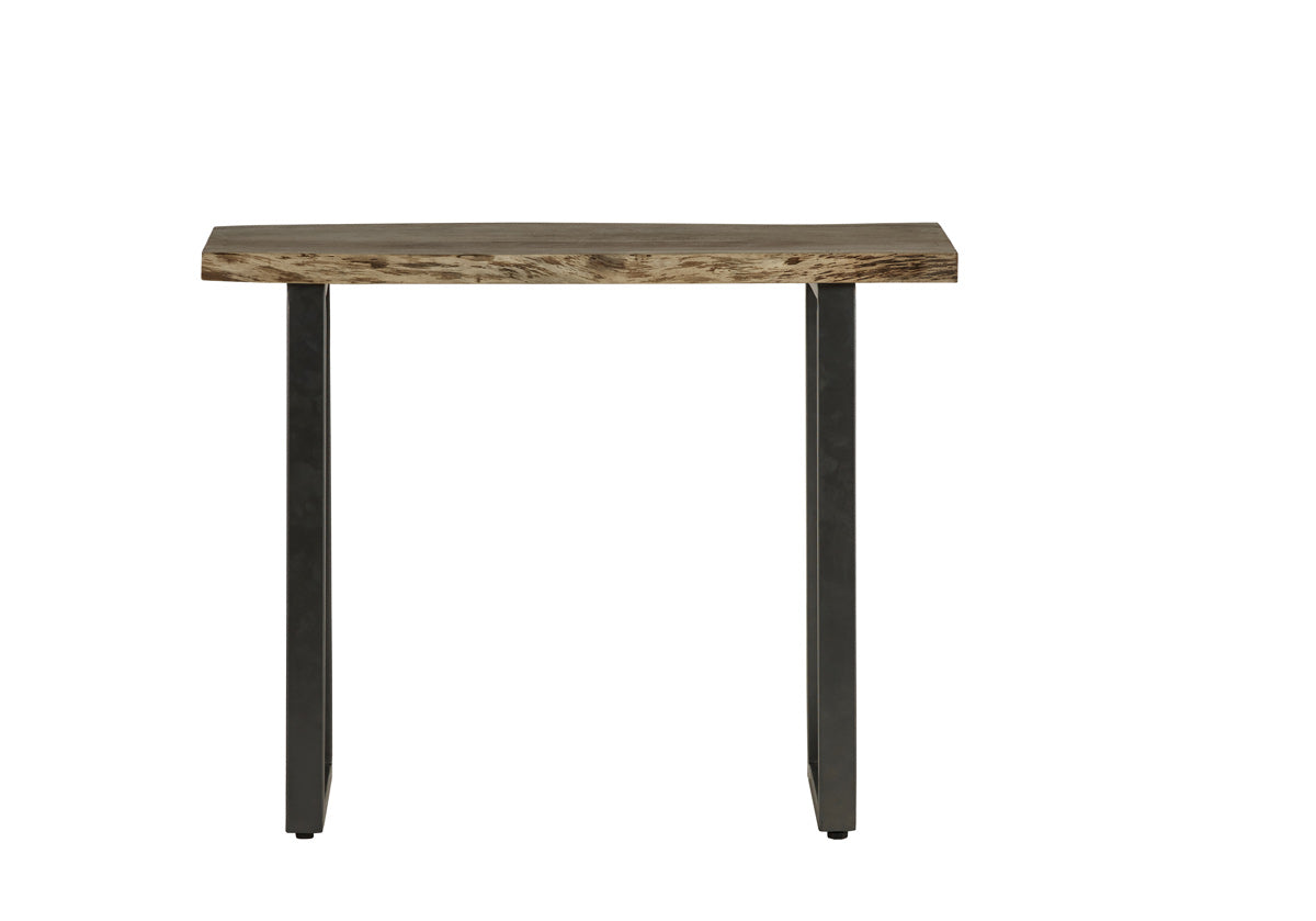 Baltic Live Edge Console Table made of solid acacia wood with a metal frame