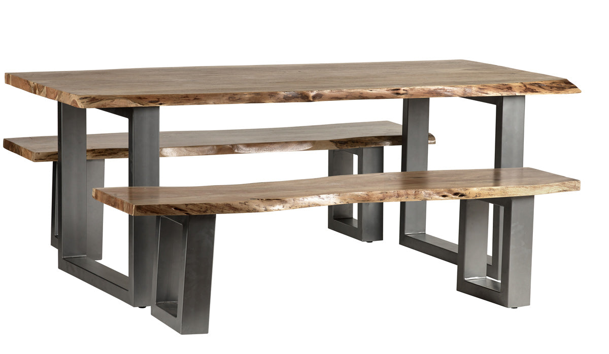 Baltic live edge dining table made of solid acacia wood with a metal frame