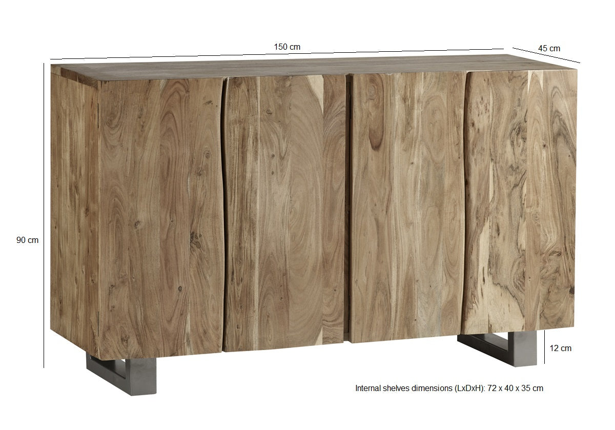 Baltic live edge large sideboard made of solid acacia wood