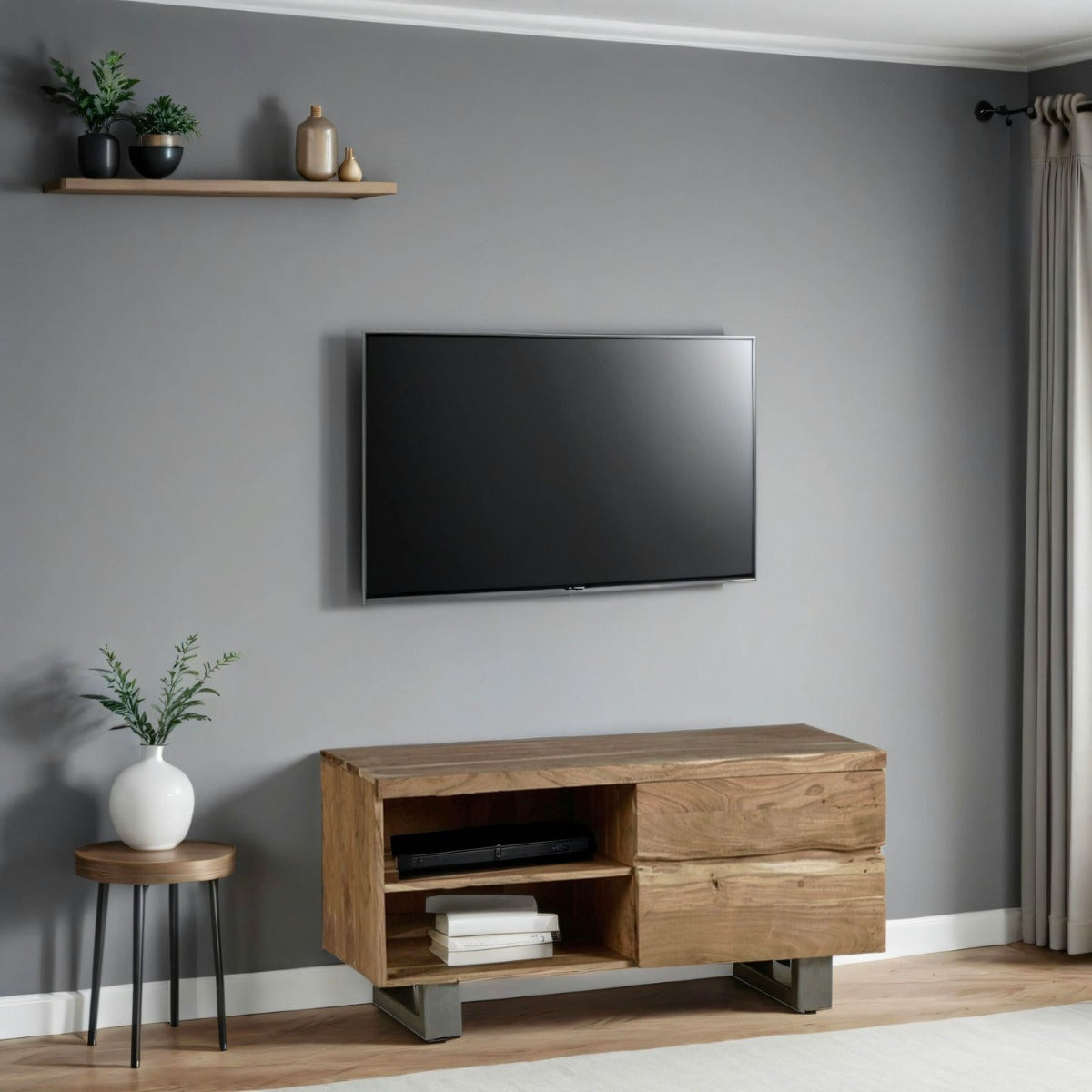 Baltic Live Edge 2 Drawer Small TV Stand in Acacia Wood