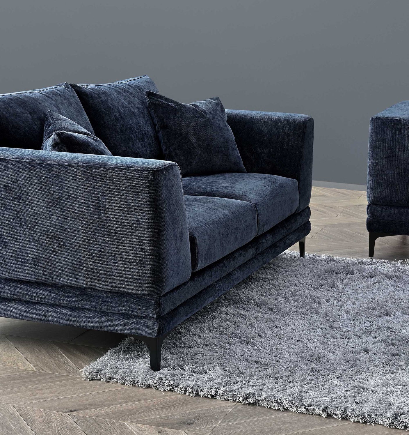 Aluxo Lenox Sofa Range in Aegean Blue Velvet