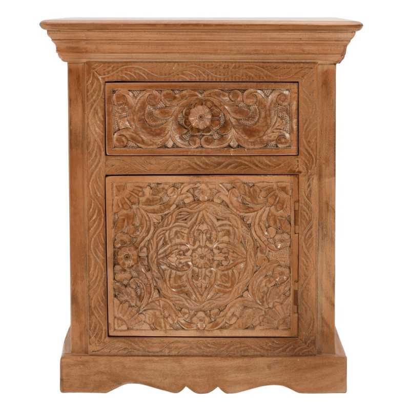 Artwork Mango Wood Bedside Table With Storage - View 2