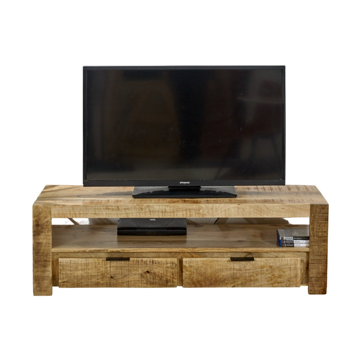Surrey Solid Wood TV Stand with 2 drawers in rustic finish