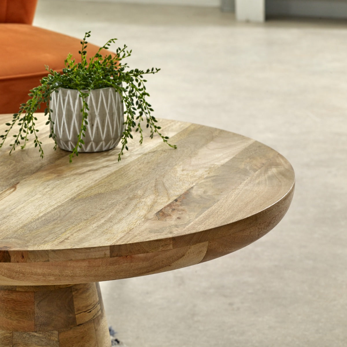 Mushroom style coffee table made from eco-friendly mango wood