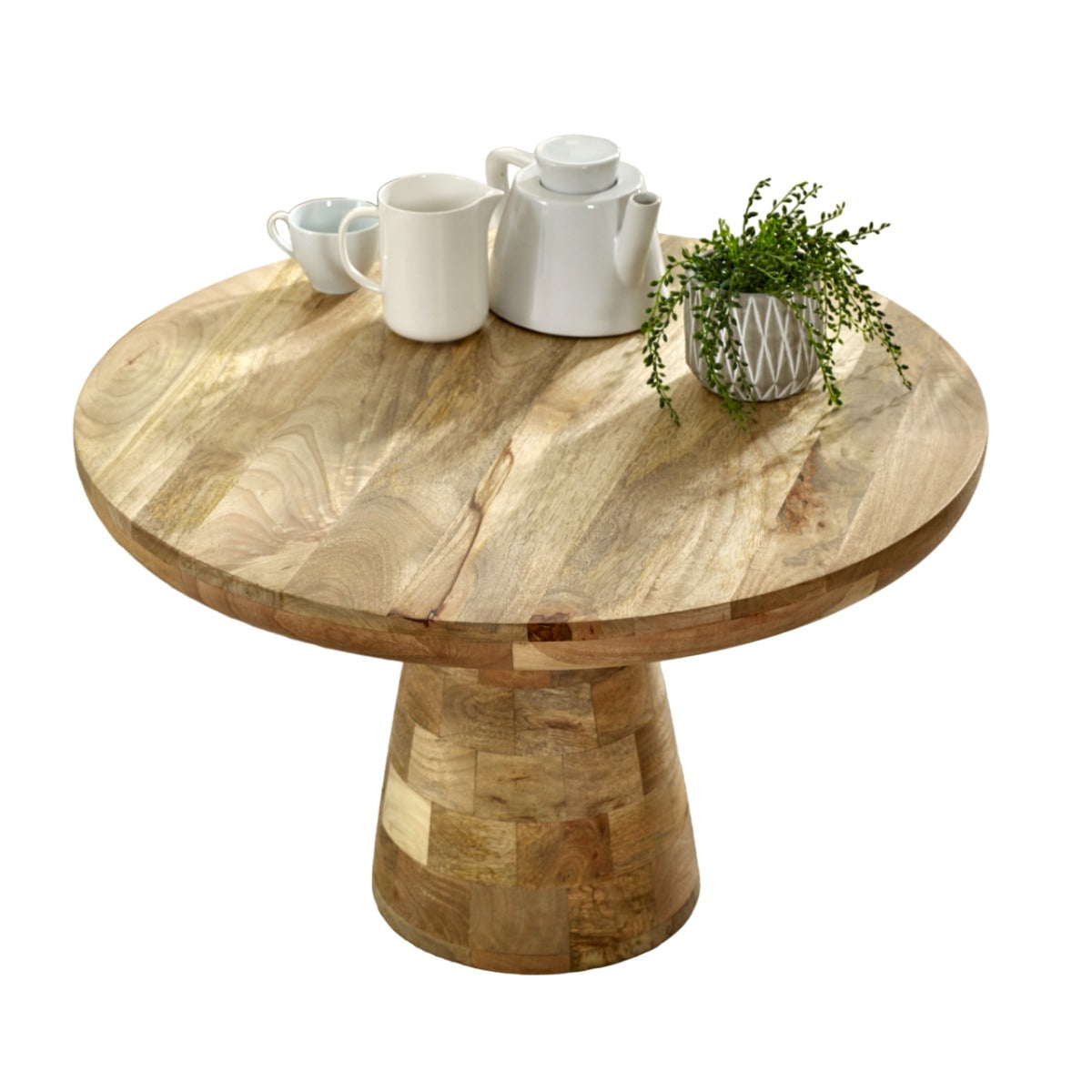 Mushroom style coffee table made from eco-friendly mango wood