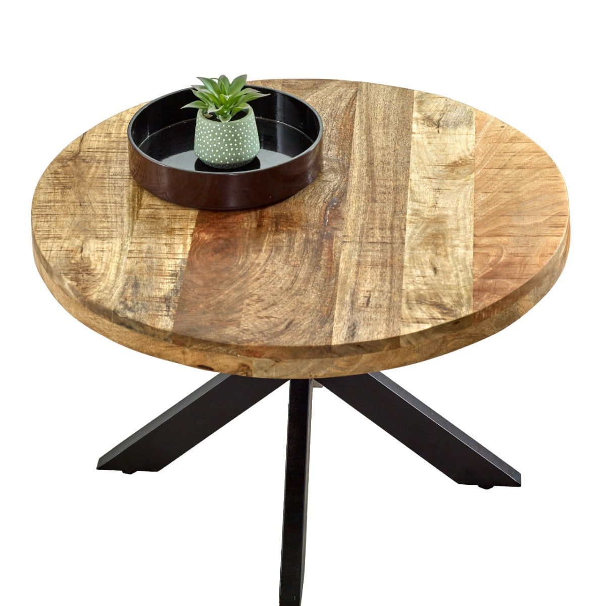 Surrey solid wood coffee table with metal spider legs, rustic design