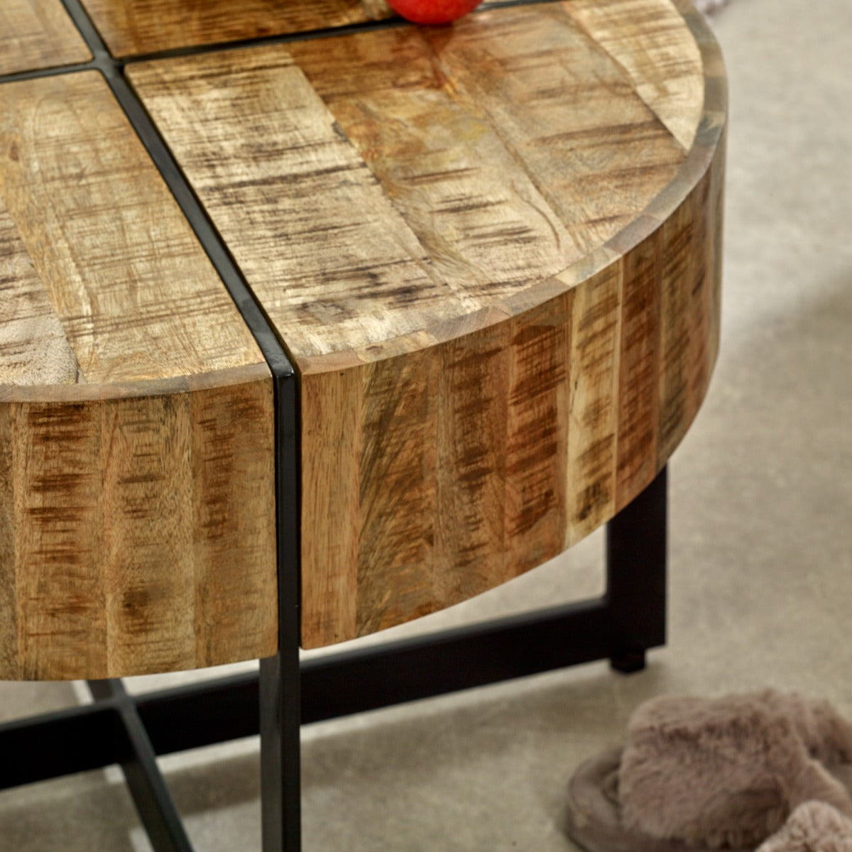 Surrey solid wood coffee table with metal legs in rustic style