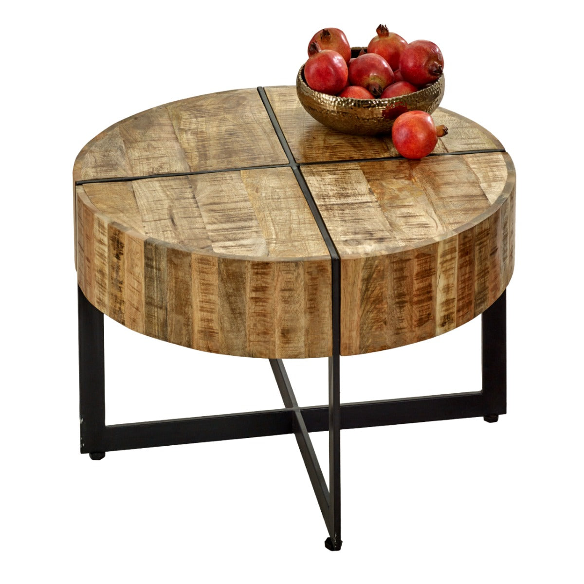 Surrey solid wood coffee table with metal legs in rustic style