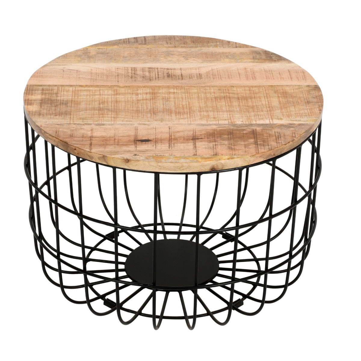 Surrey solid wood and metal wire coffee table in a stylish living room