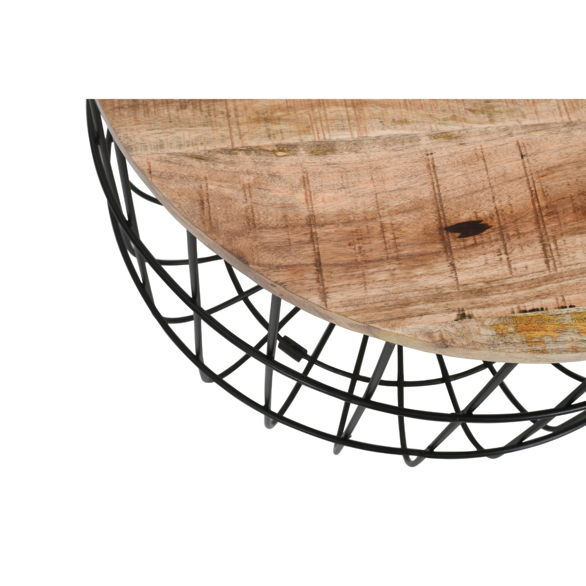 Surrey solid wood and metal wire coffee table in a stylish living room