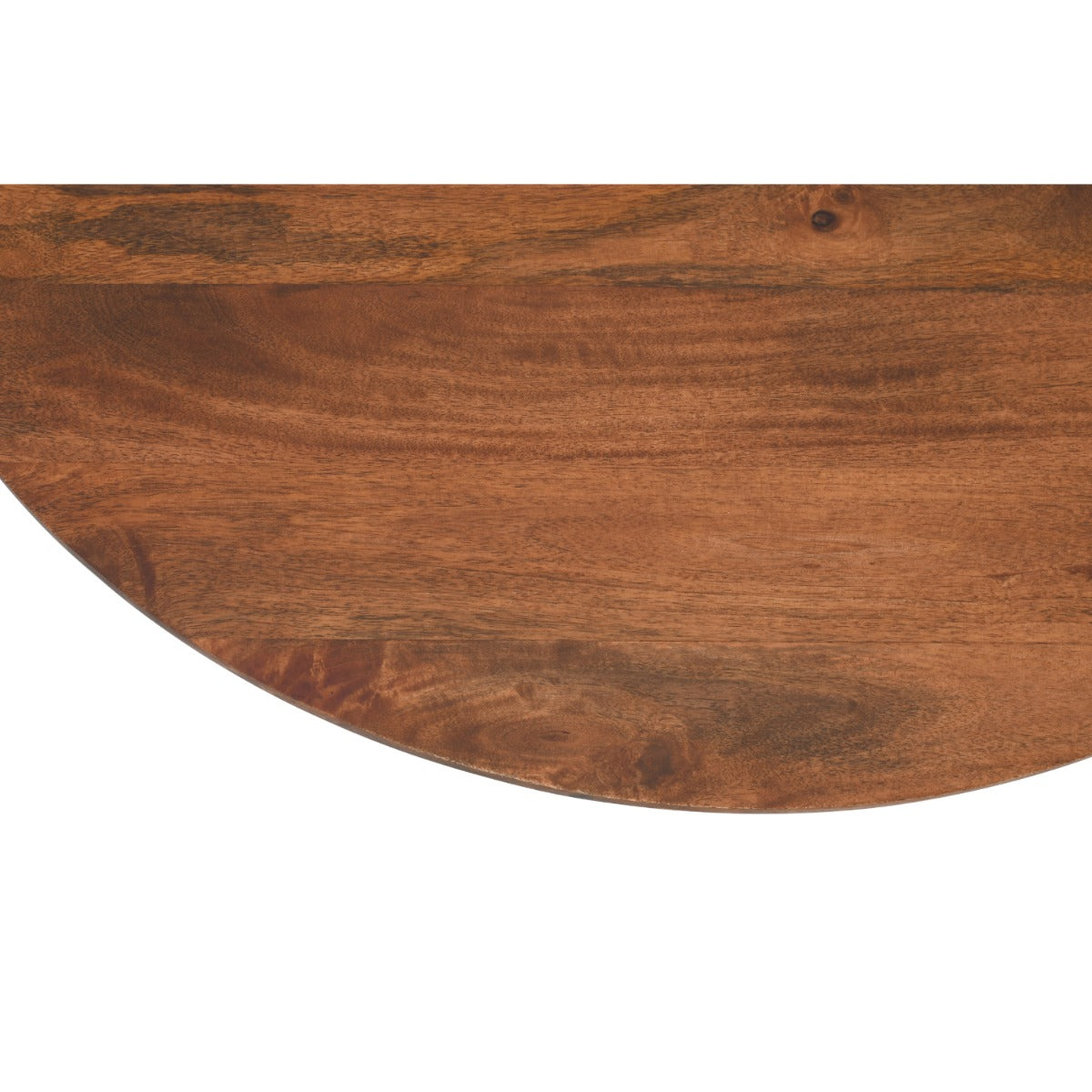 Round slatted coffee table made from sustainably sourced mango wood