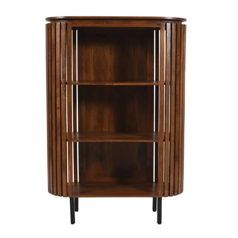 Slatted Mango Wood Bookcase - View 2
