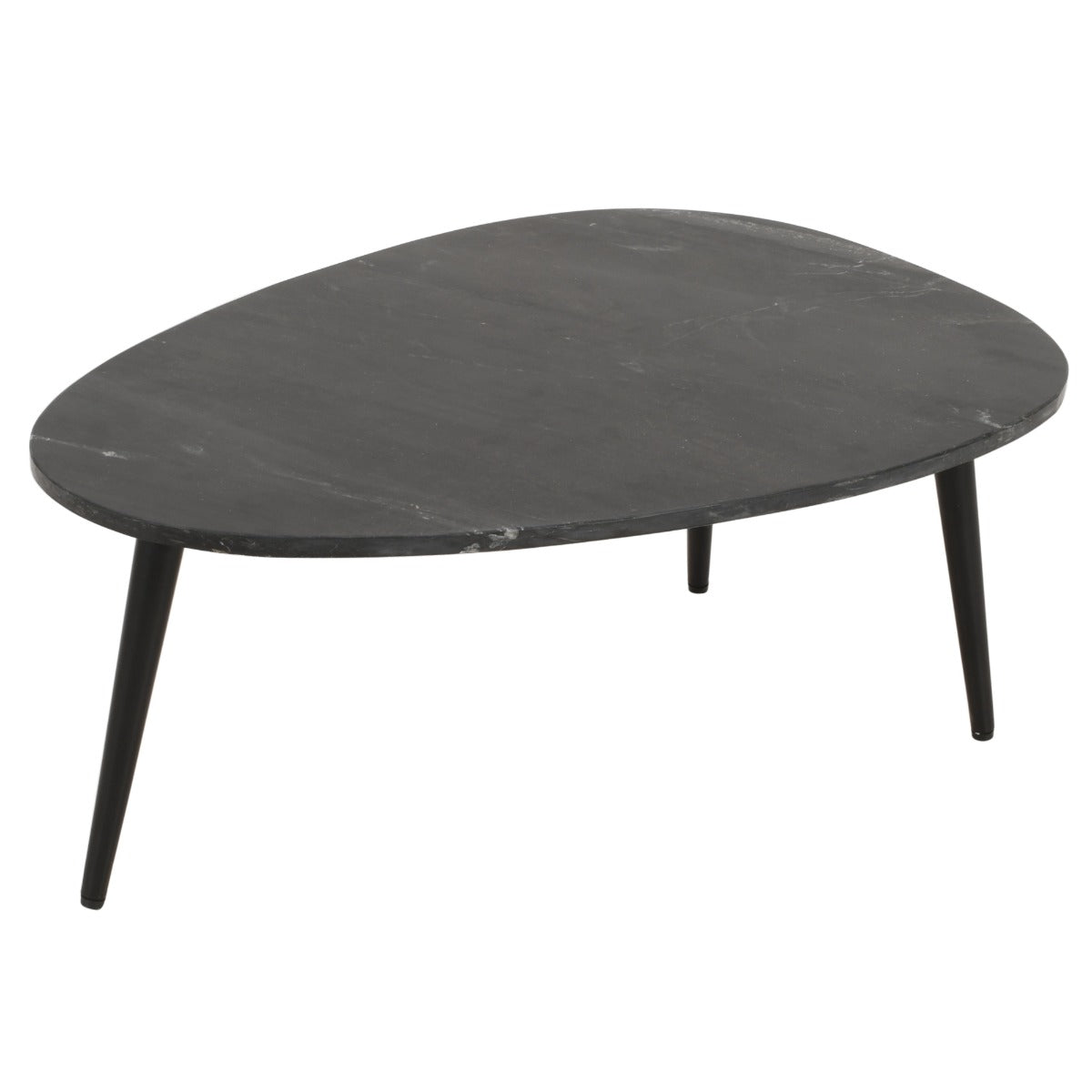 Opal coffee table with black marble top and metal legs