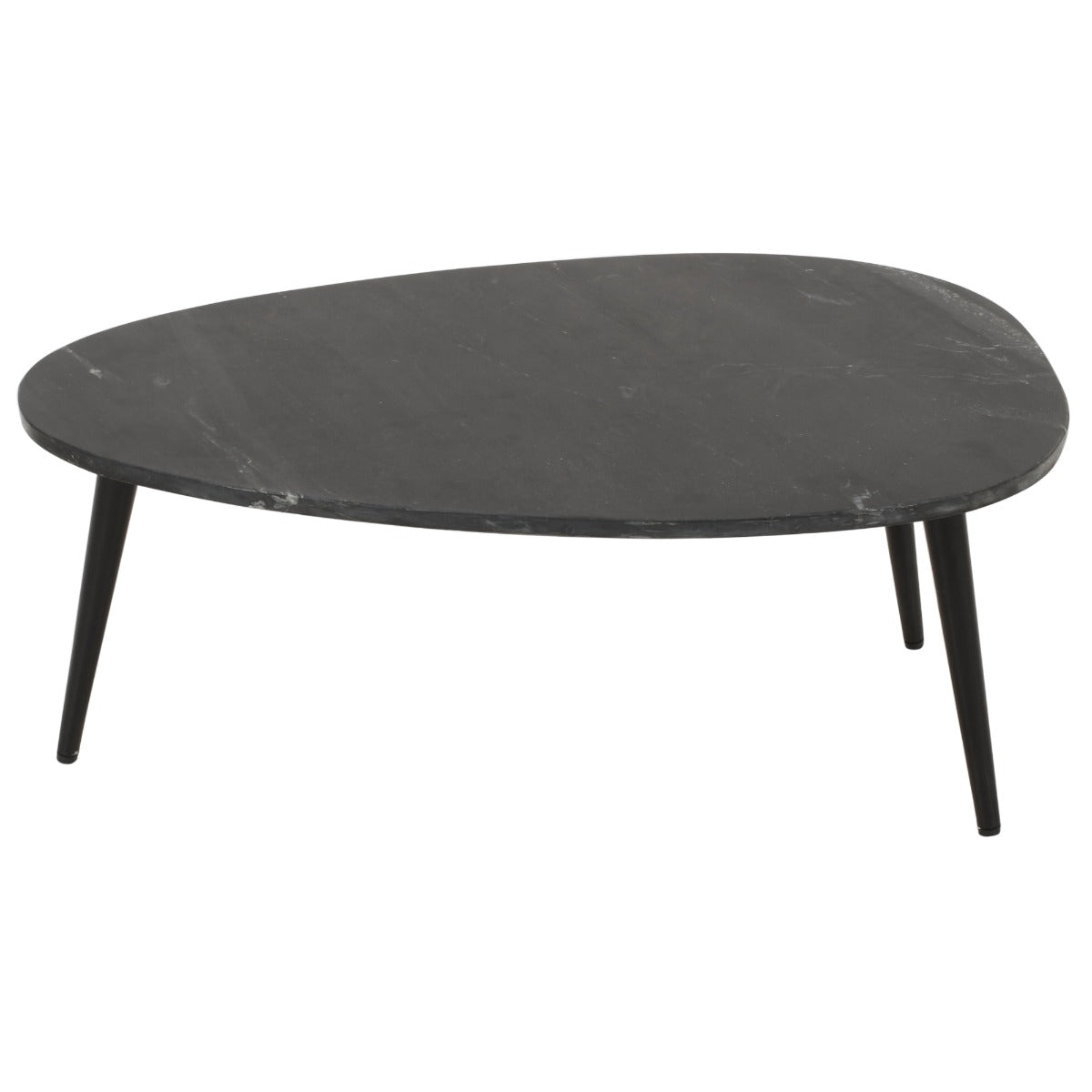 Opal coffee table with black marble top and metal legs