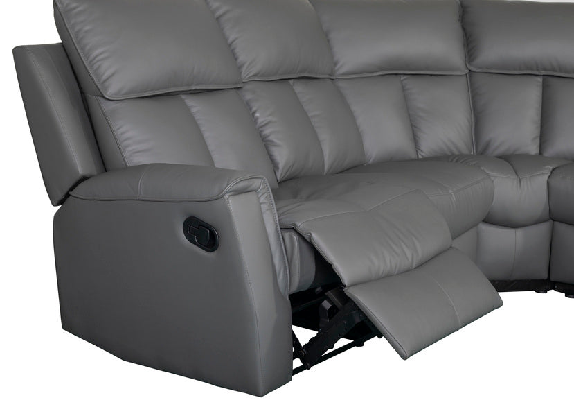 Bergamo Leather Recliner Corner Sofa-Dark Grey