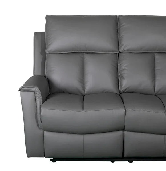 Bergamo Leather Recliner Corner Sofa-Dark Grey
