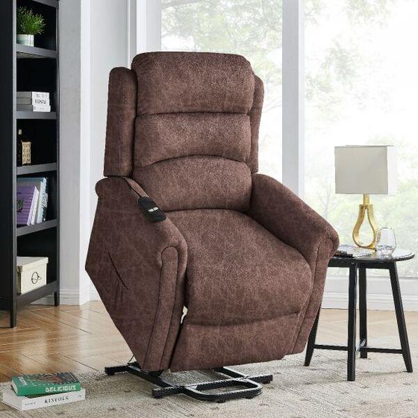 Willis Dual Motor Lift & Tilt Recliner Chair-Antique Brown Rub Off