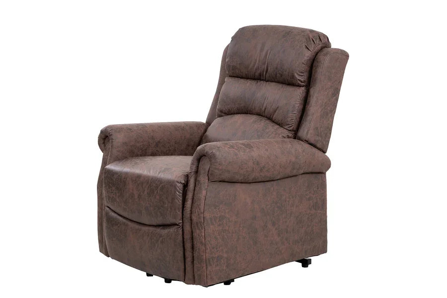 Willis Dual Motor Lift & Tilt Recliner Chair-Antique Brown Rub Off