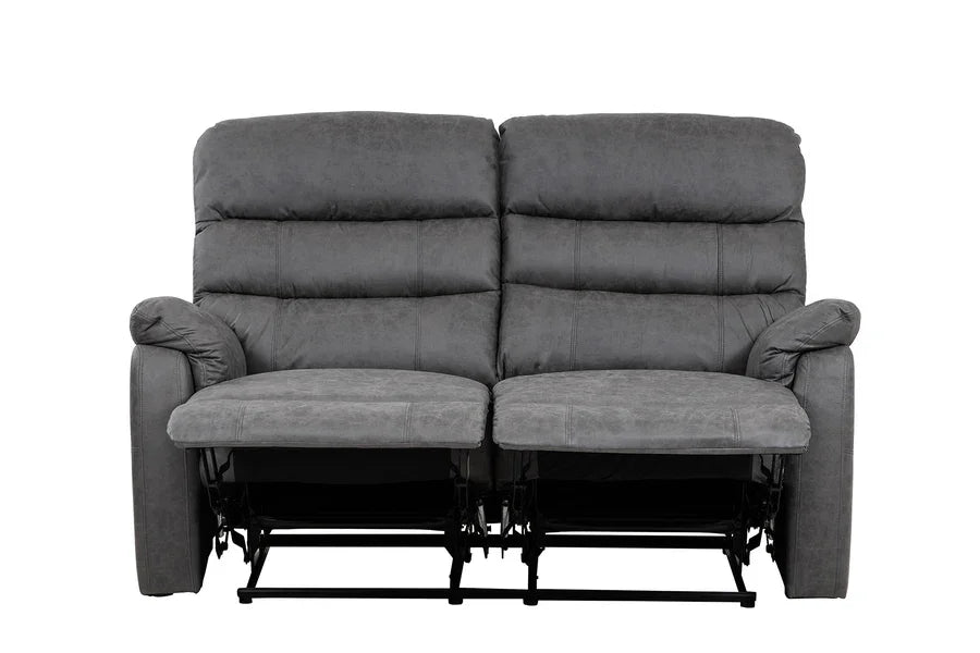 Taylor 2 Seater Recliner-Leather Air-Antique Grey Rub Off