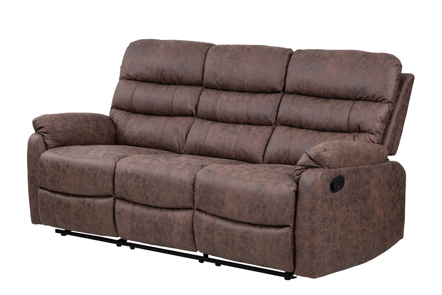 Taylor 3 Seater Recliner-Leather Air-Antique Brown Rub Off