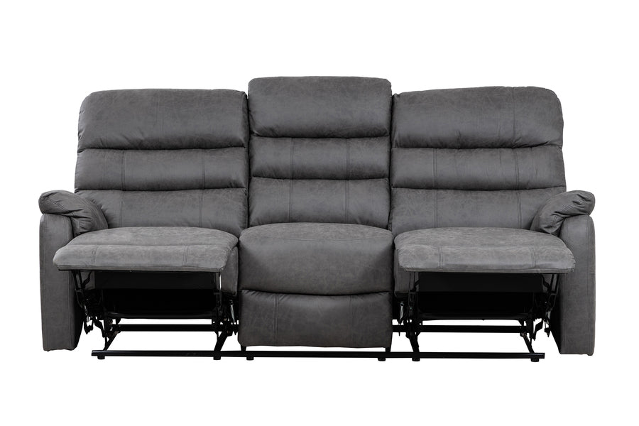 Taylor 3 Seater Recliner-Leather Air-Antique Grey Rub Off