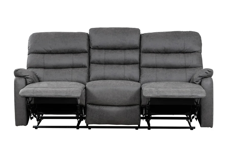 Taylor 3 Seater Recliner-Leather Air-Antique Grey Rub Off