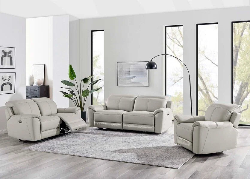 Madrid 3 Seater Electric Recliner - Light Grey