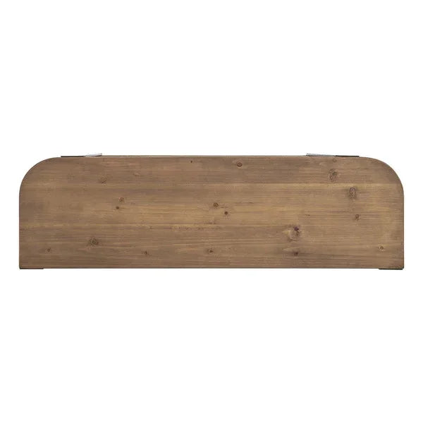 Wooden bed headboard panel with rounded edges in natural finish, front view