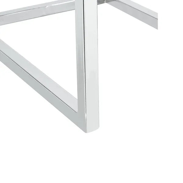 Chrome metal table leg with clean geometric design and reflective finish