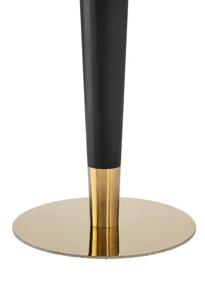 Black table leg with gold accent and circular gold base