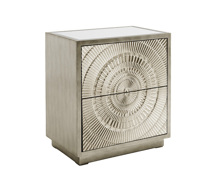 Frenso 2 Drawer Side Table-Silver