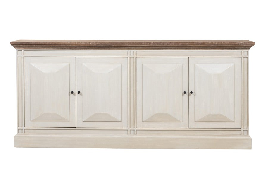 Devon 4 Door Sideboard - Rustic White /Oak Wash Top *special
