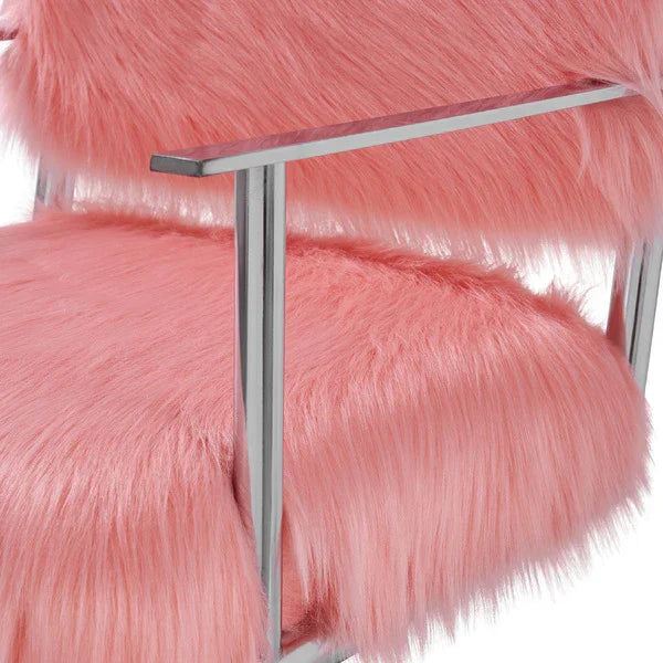 Faux Sheepskin Directors Chair-Pink *special* (Minimum Order: 2)
