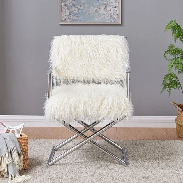 Faux Sheepskin Directors Chair-White *special* (Minimum Order: 2)